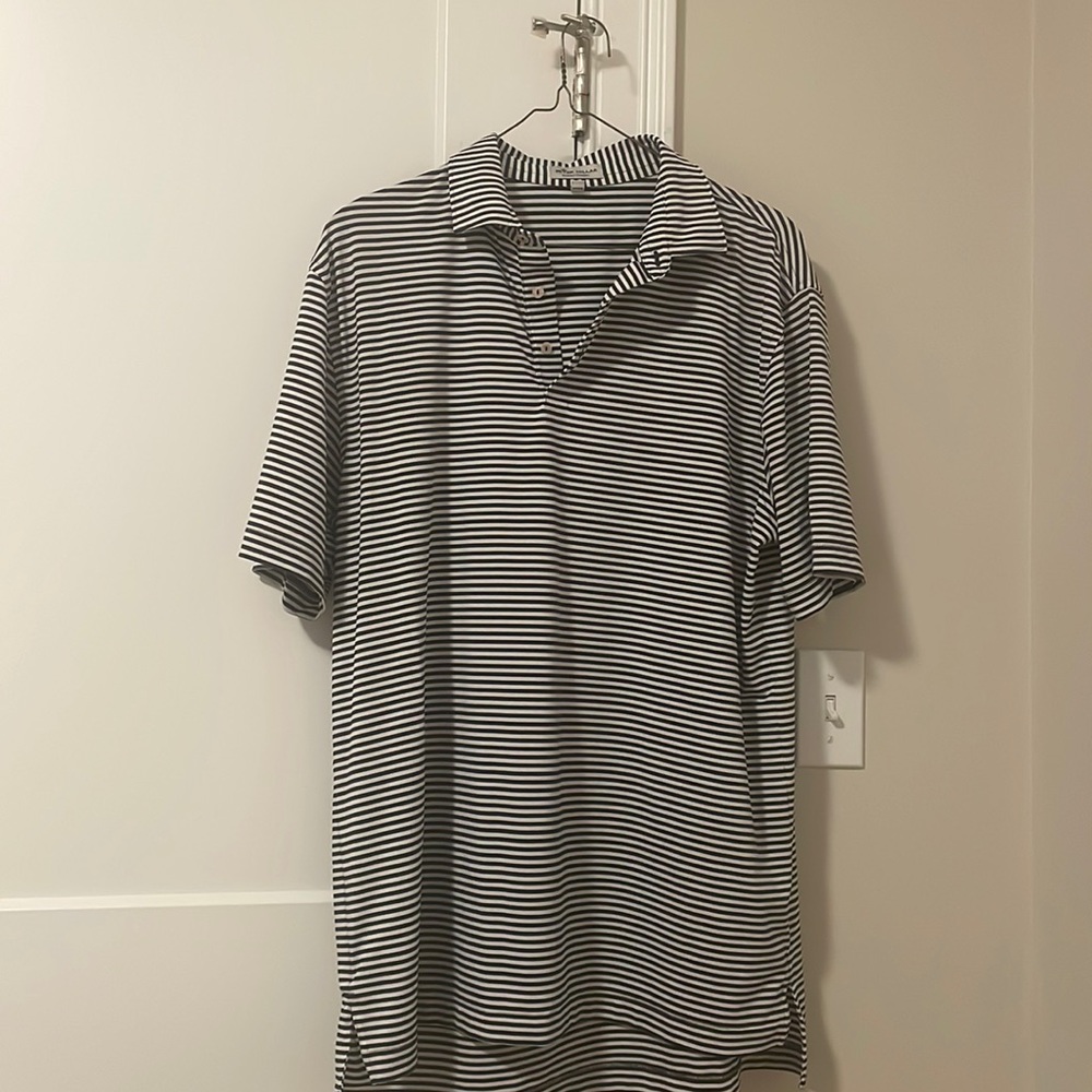 Peter Millar Summer Comfort Performance Navy Striped Golf Polo